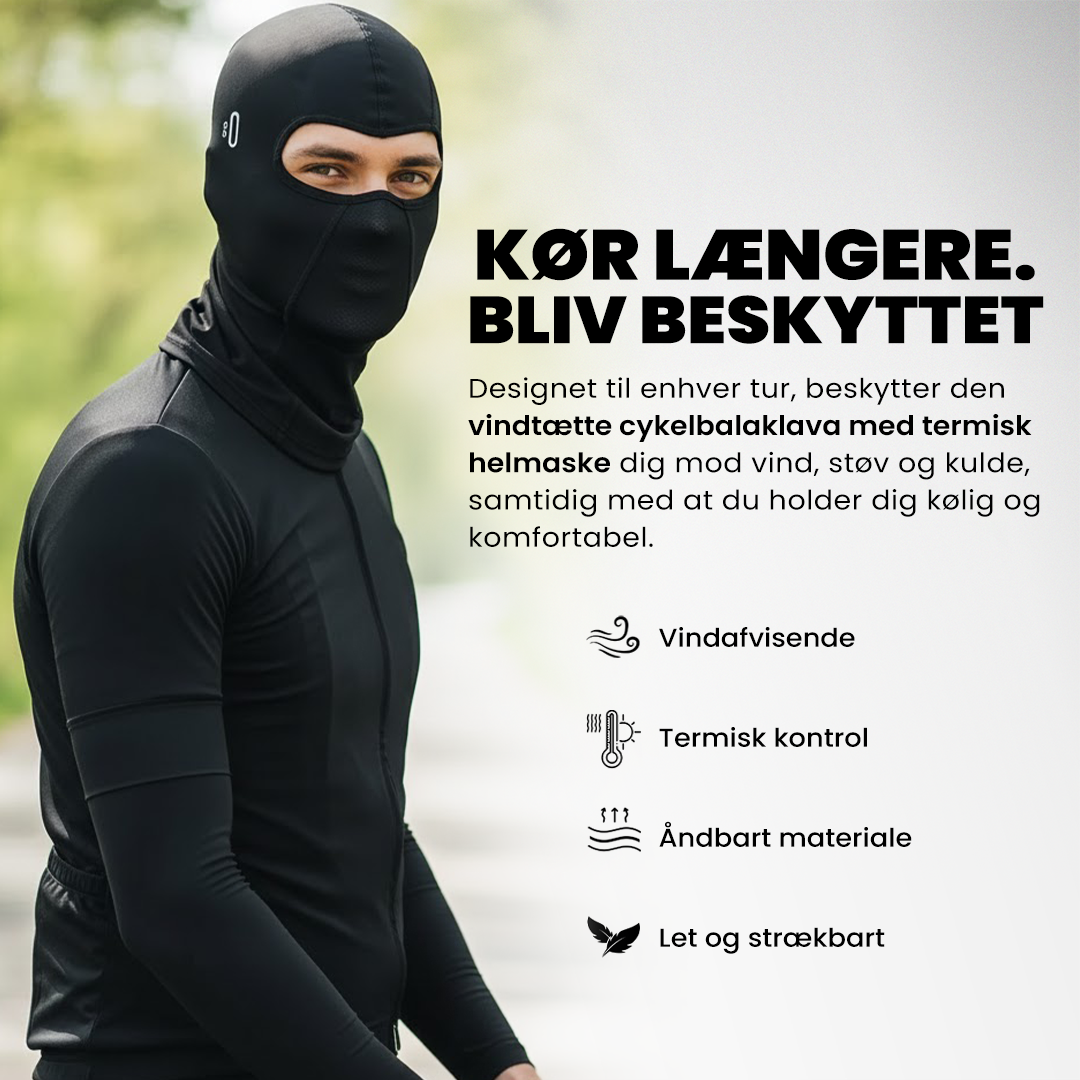Vindtæt cykelbalaklava – termisk hals- og ansigtsdækning