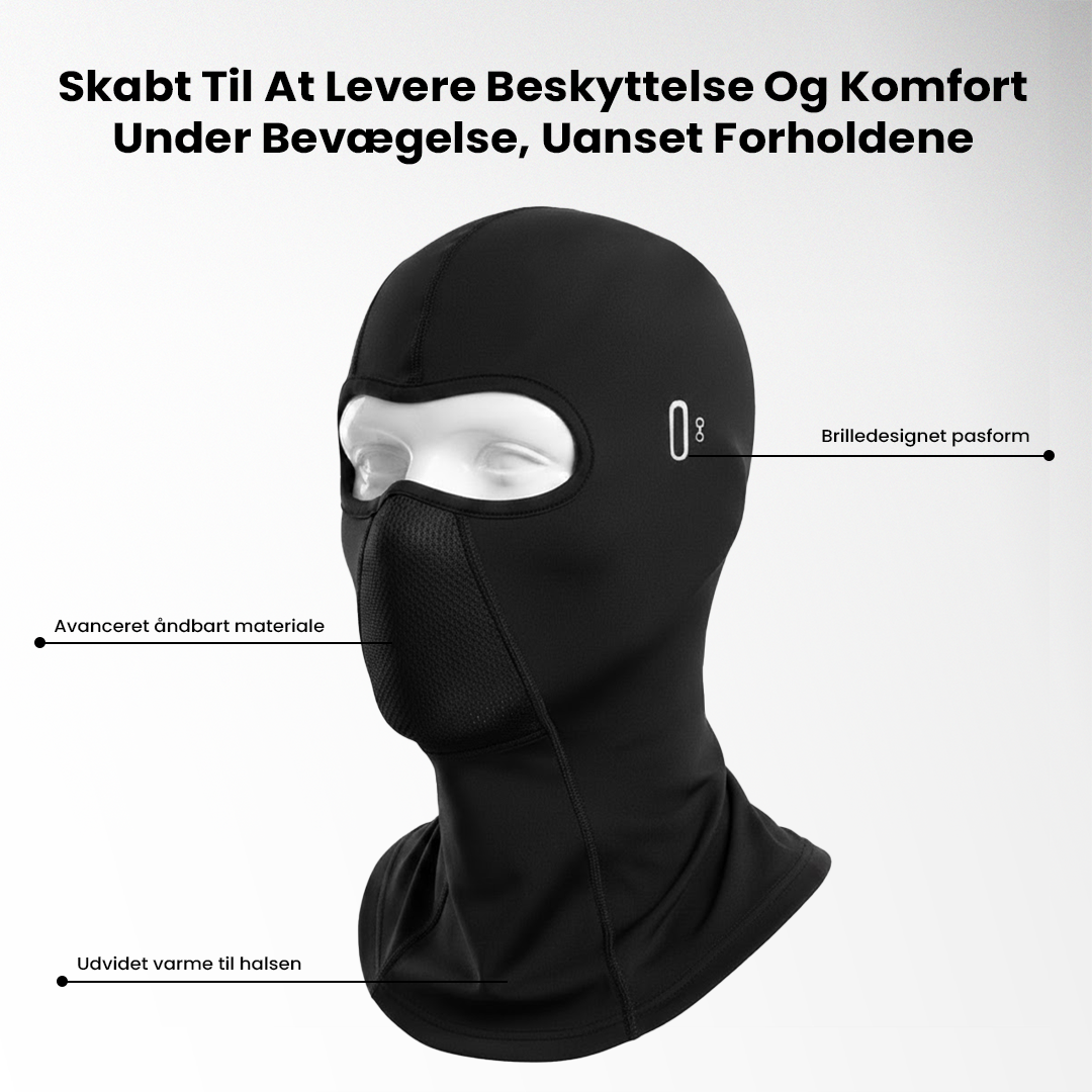 Vindtæt cykelbalaklava – termisk hals- og ansigtsdækning